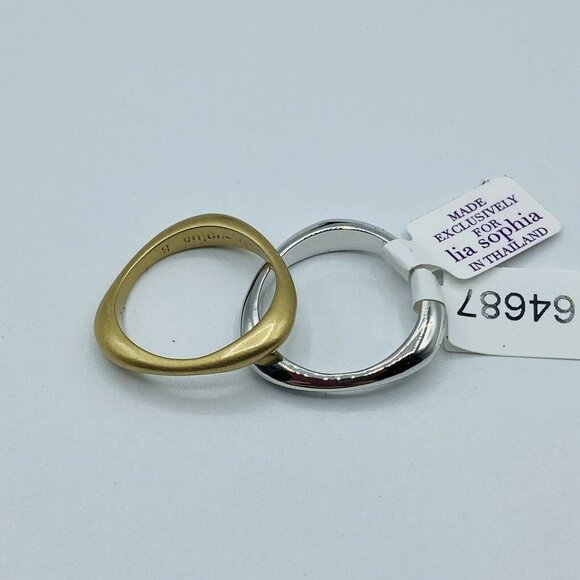 Lia Sophia Jewelry - Lia Sophia Set of 2 Rings Silver Copper Goldtone Color Opposites Attract Size 7